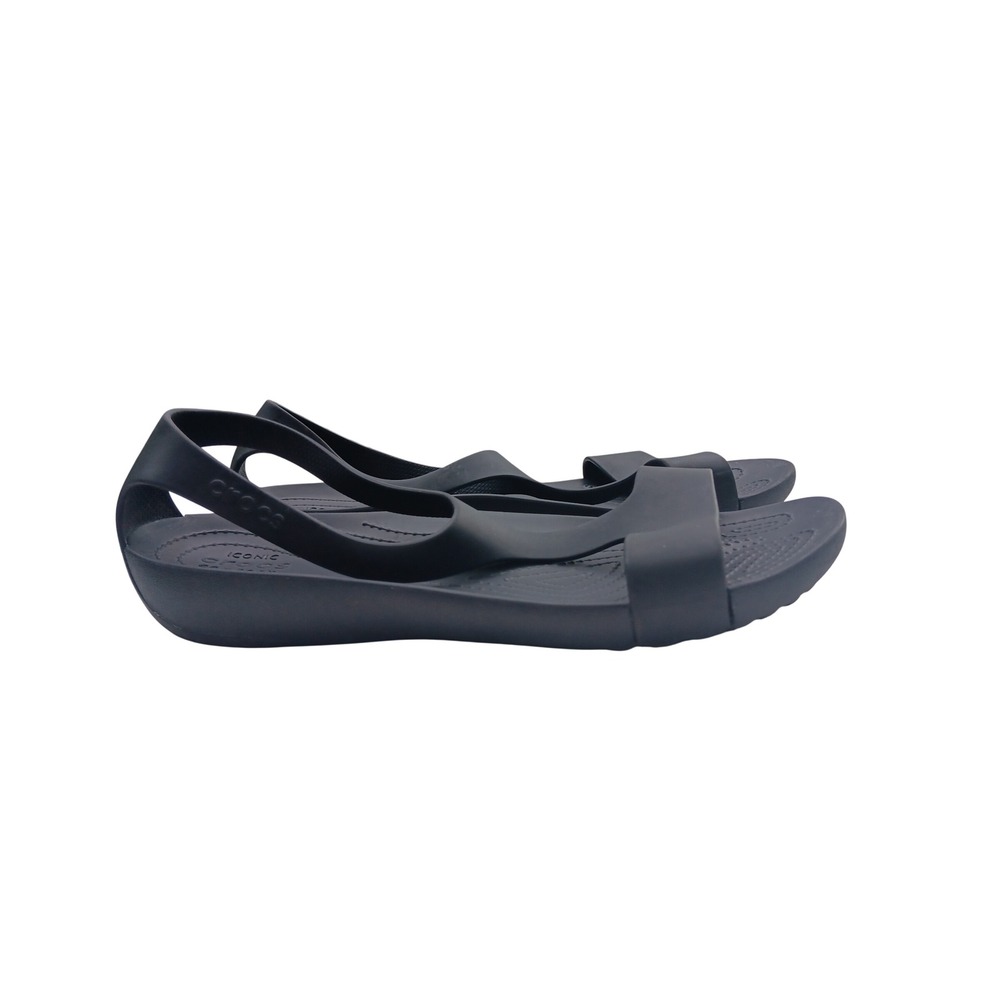 Crocs Serena Sandal Black Women W10 Strappy Flat Comfort 205210-060
